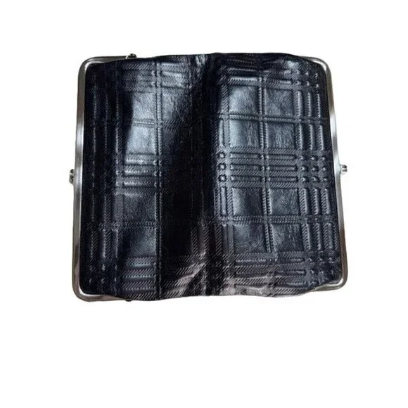 Vintage Hobo Leather Clutch Wallet With Plaid Design & Floral Lining- LT3230 - Picture 9 of 9